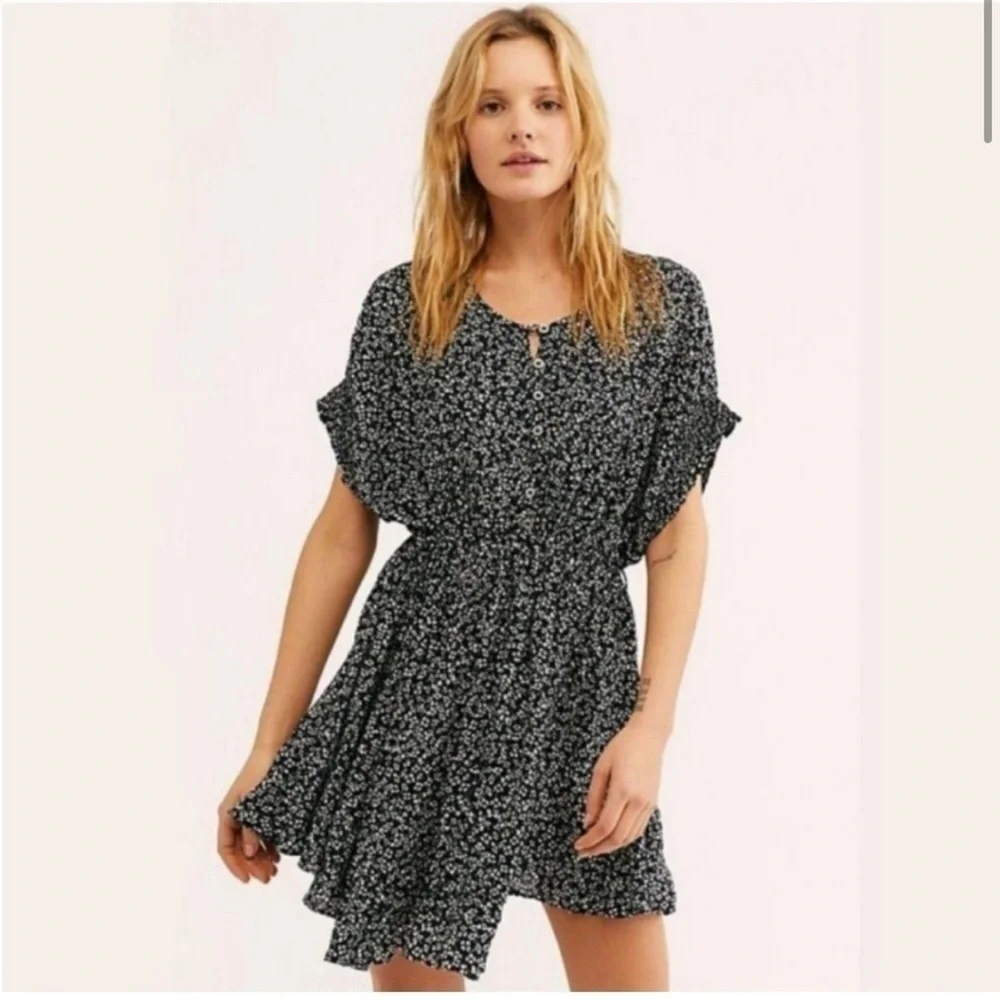 Free People One Fine Day Mini Dress in Black Combo